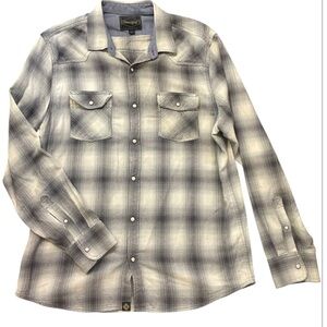 Threadgrit men’s plaid cotton western flannel  pearl snap down shirt size large